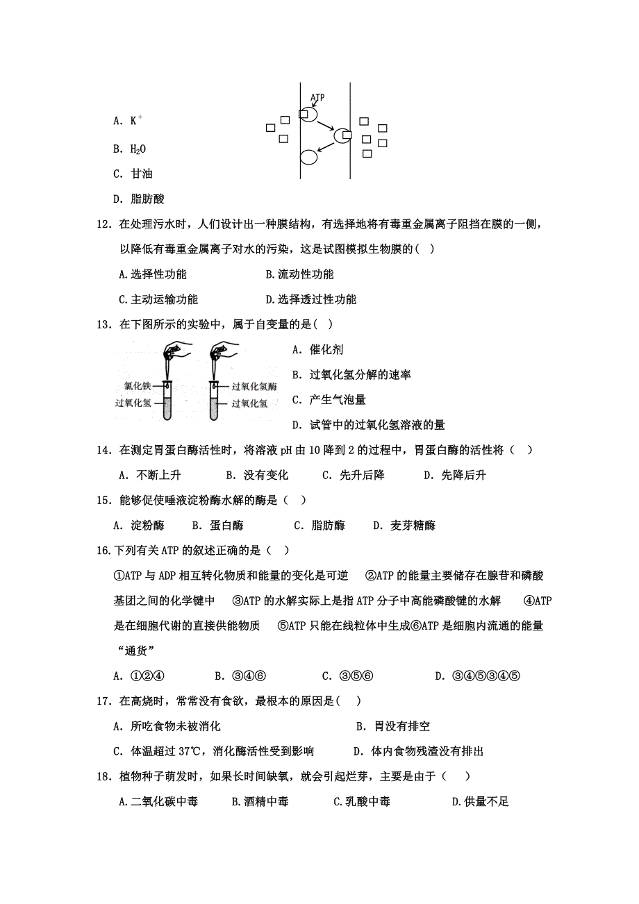 山东省锦泽技工学校2016-2017学年高一3月月考生物试题 WORD版缺答案.doc_第3页