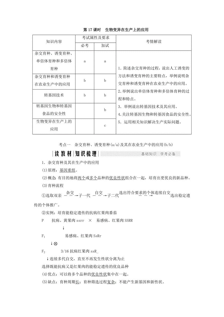 2017-2018学年同步备课一体资料之生物浙江专用必修2讲义：第四章 生物的变异 第17课时 WORD版含答案.doc_第1页