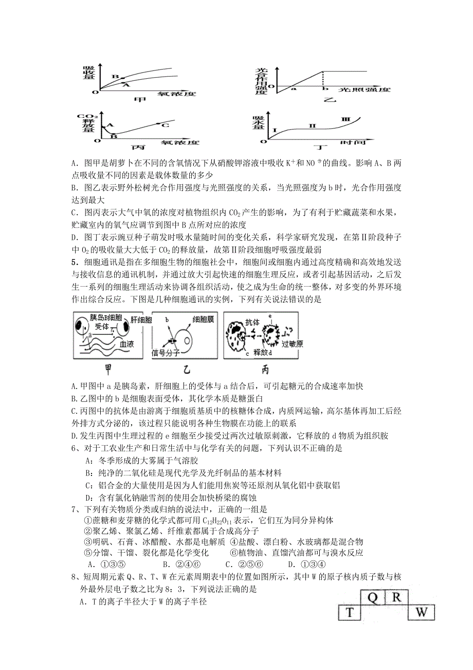 河北省冀州中学10—11学年高三下学期开学考试（理综）.doc_第2页