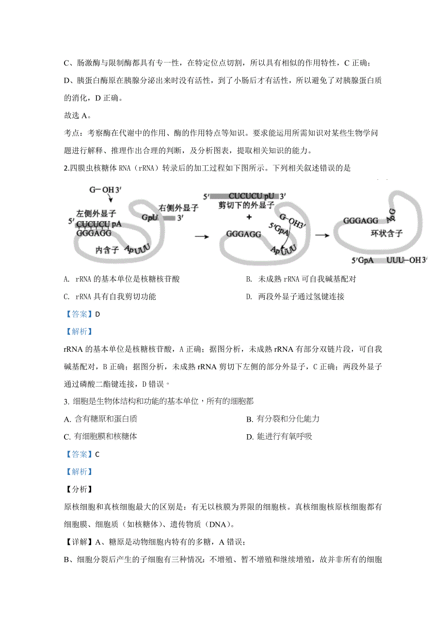 北京市西城区161中2020届高三10月月考生物试题 WORD版含解析.doc_第2页