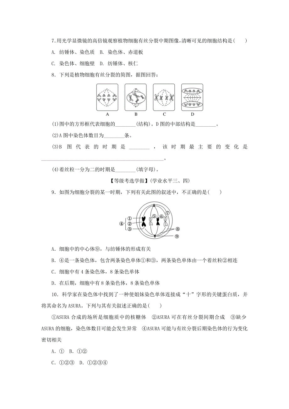 2020-2021学年新教材高中生物 课后分层检测案21 细胞周期和高等植物细胞的有丝分裂（含解析）新人教版必修1.doc_第2页