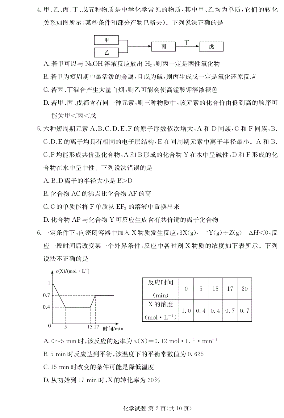 广东省深圳实验学校、长沙市一中2022届高三上学期联考化学试题 PDF版无答案.pdf_第2页