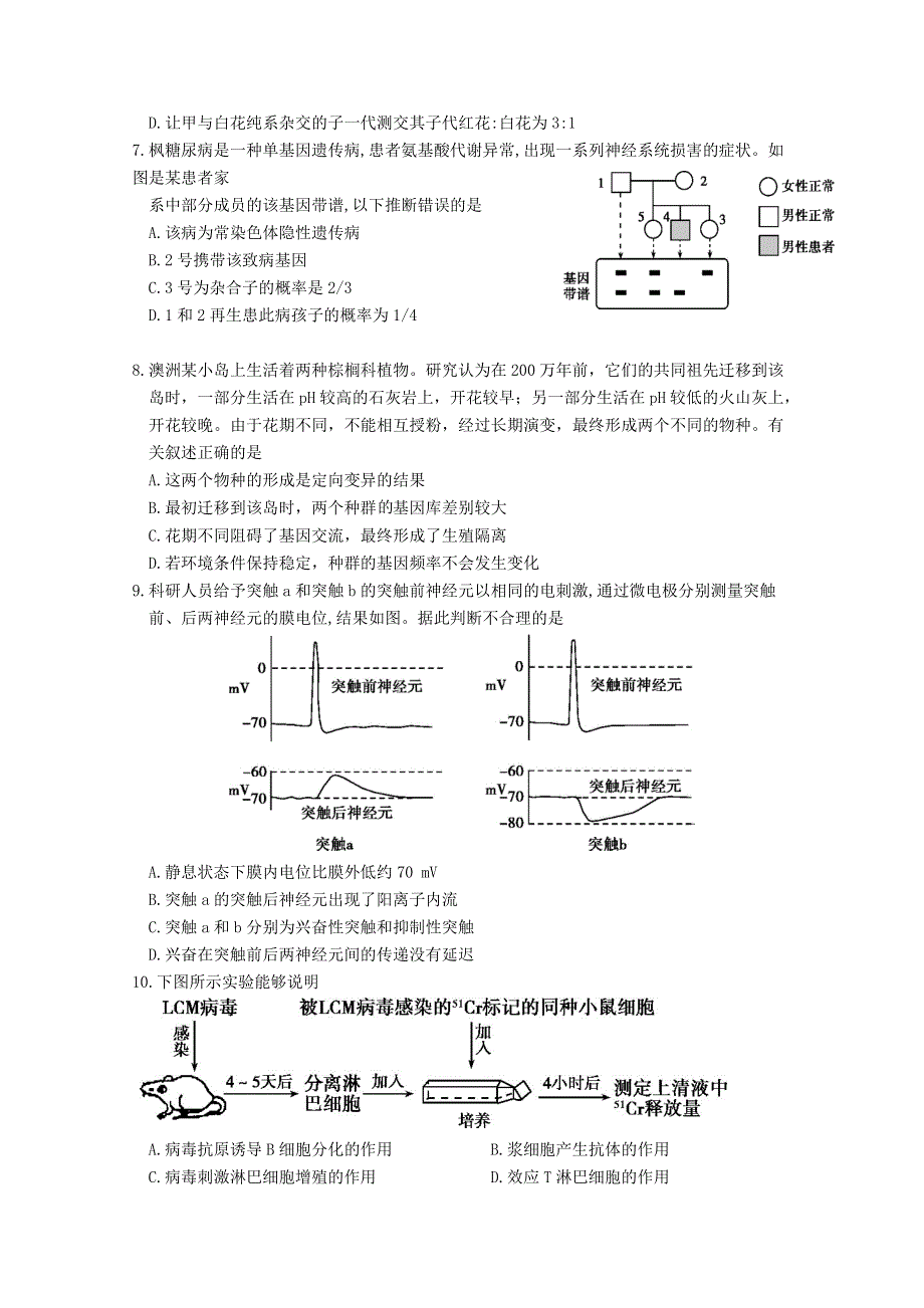 山东省潍坊市昌乐县2020届高三4月高考模拟生物试题 WORD版含答案.doc_第3页