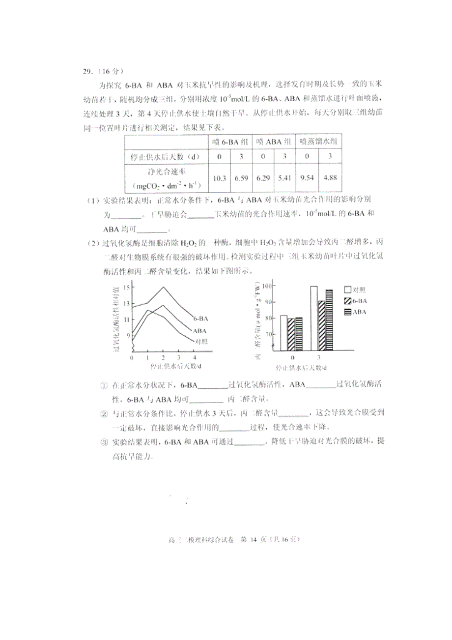 北京市西城区2016届高三二模考试理综生物试题 扫描版含答案.doc_第3页