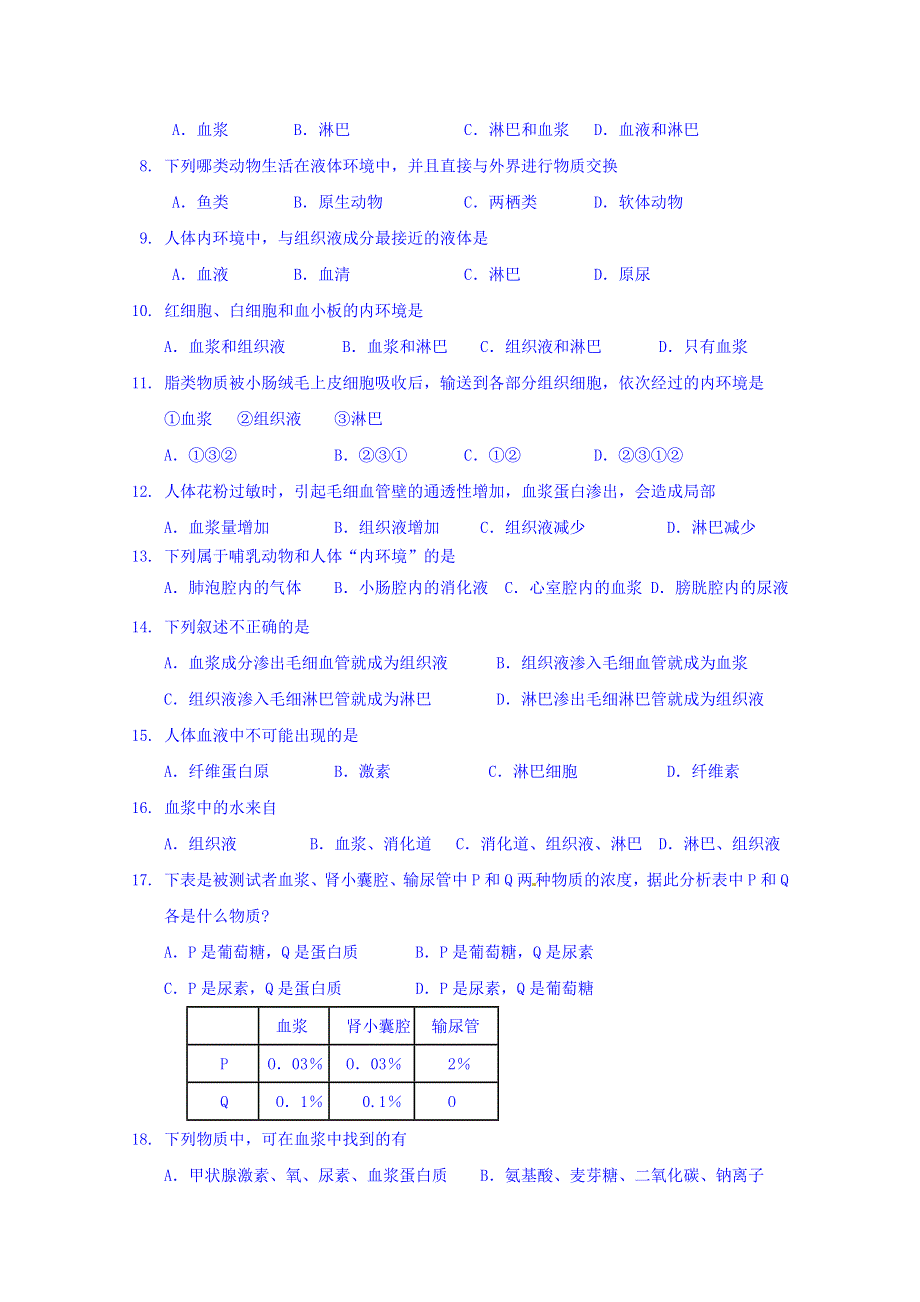 吉林省扶余市第一中学2015-2016学年高二上学期第一次月考生物试题 WORD版含答案.doc_第2页