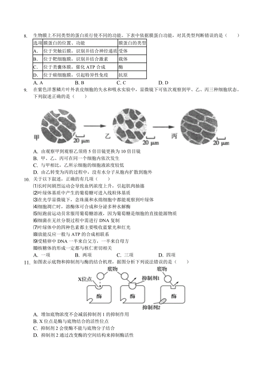 天津市大港油田第三中学2021届高三上学期期中考试生物试卷 WORD版含答案.doc_第3页