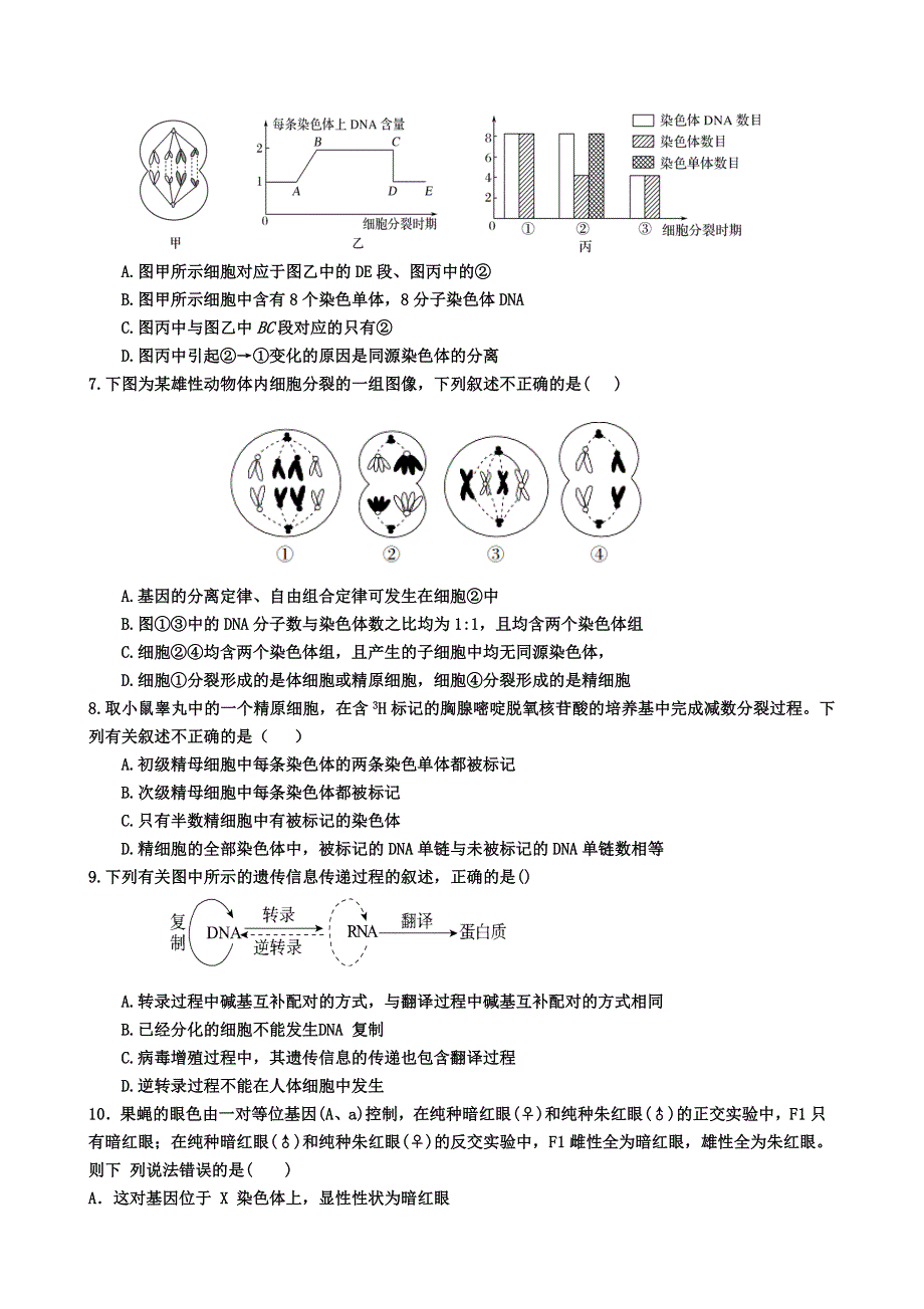 山东省潍坊市第四中学2019-2020学年高一下学期收心考试生物试题 WORD版含答案.doc_第2页