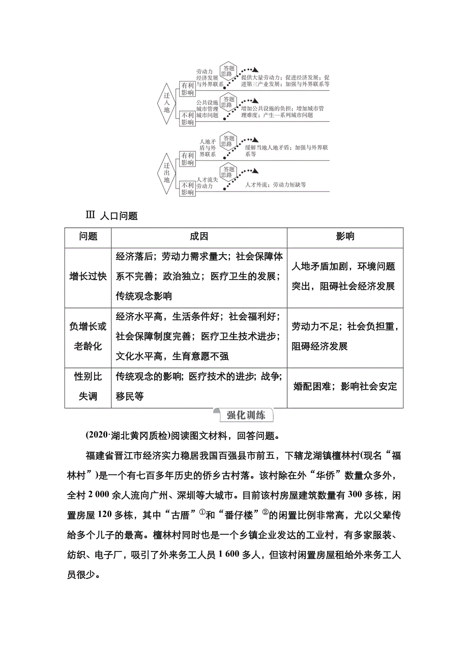 2021新高考地理选择性考试人教版一轮复习学案：规范答题6　人口类综合题 WORD版含解析.doc_第3页