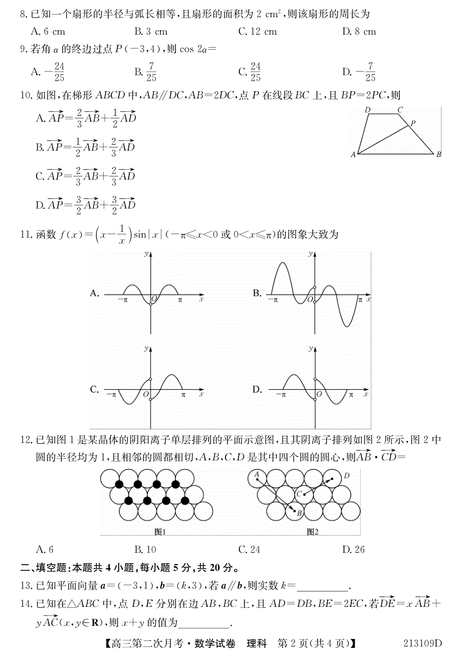 吉林省扶余市第一中学2021届高三上学期第二次月考数学（理）试卷 PDF版含答案.pdf_第2页