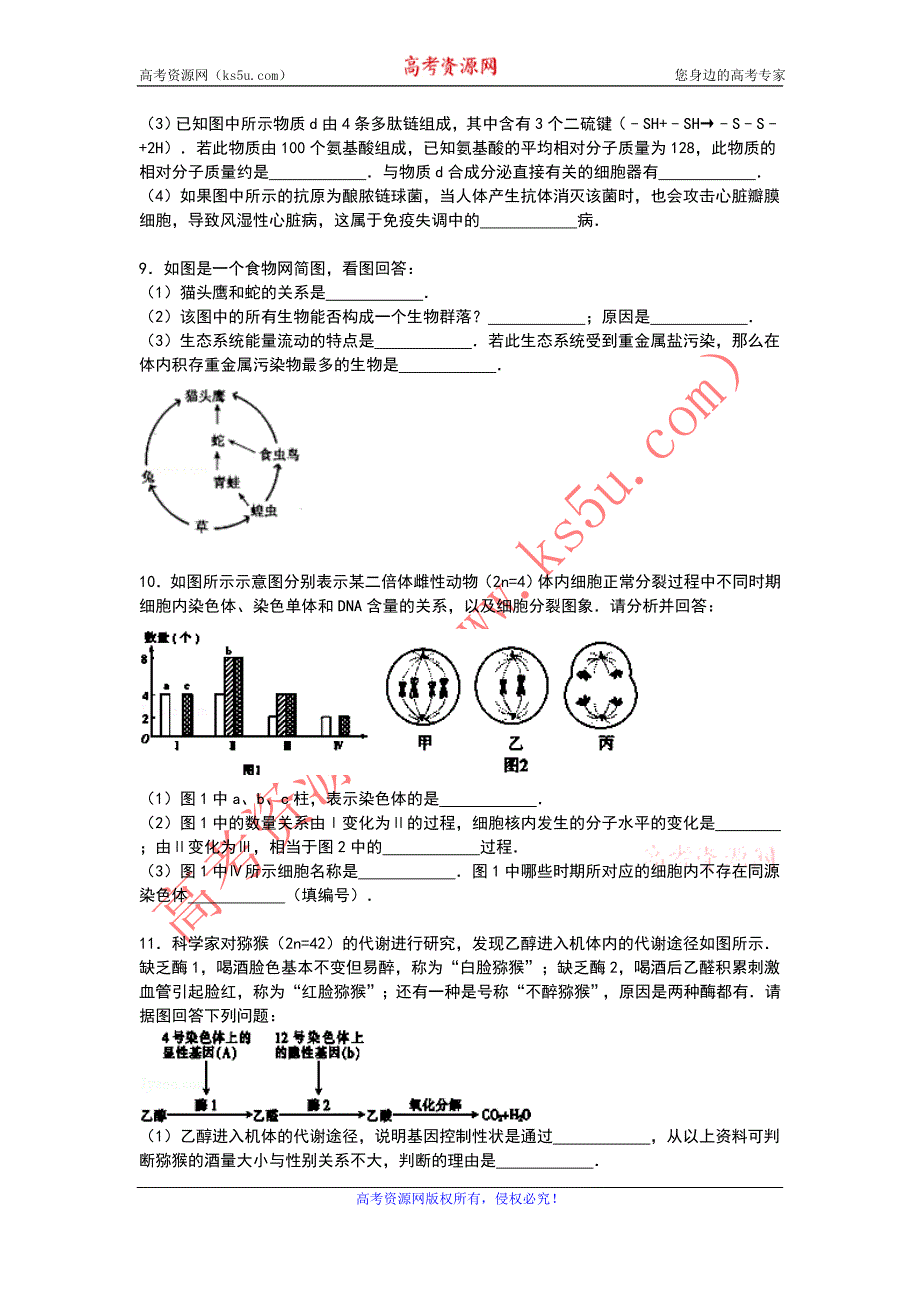 《解析》内蒙古包头十一中2014-2015学年高三上学期期末生物试卷 WORD版含解析.doc_第3页