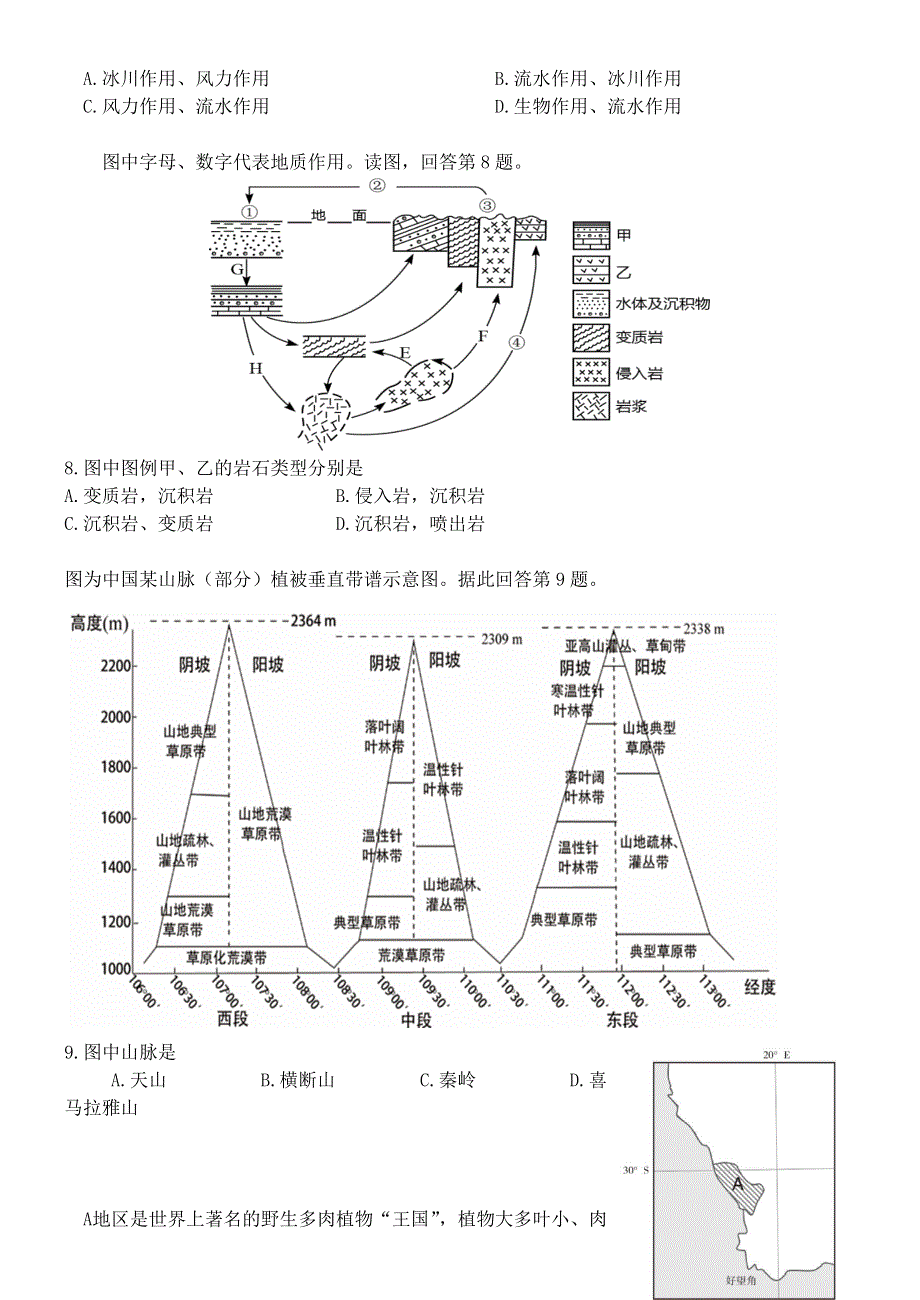 北京市第四十三中学2021届高三地理上学期1月月考试题.doc_第3页