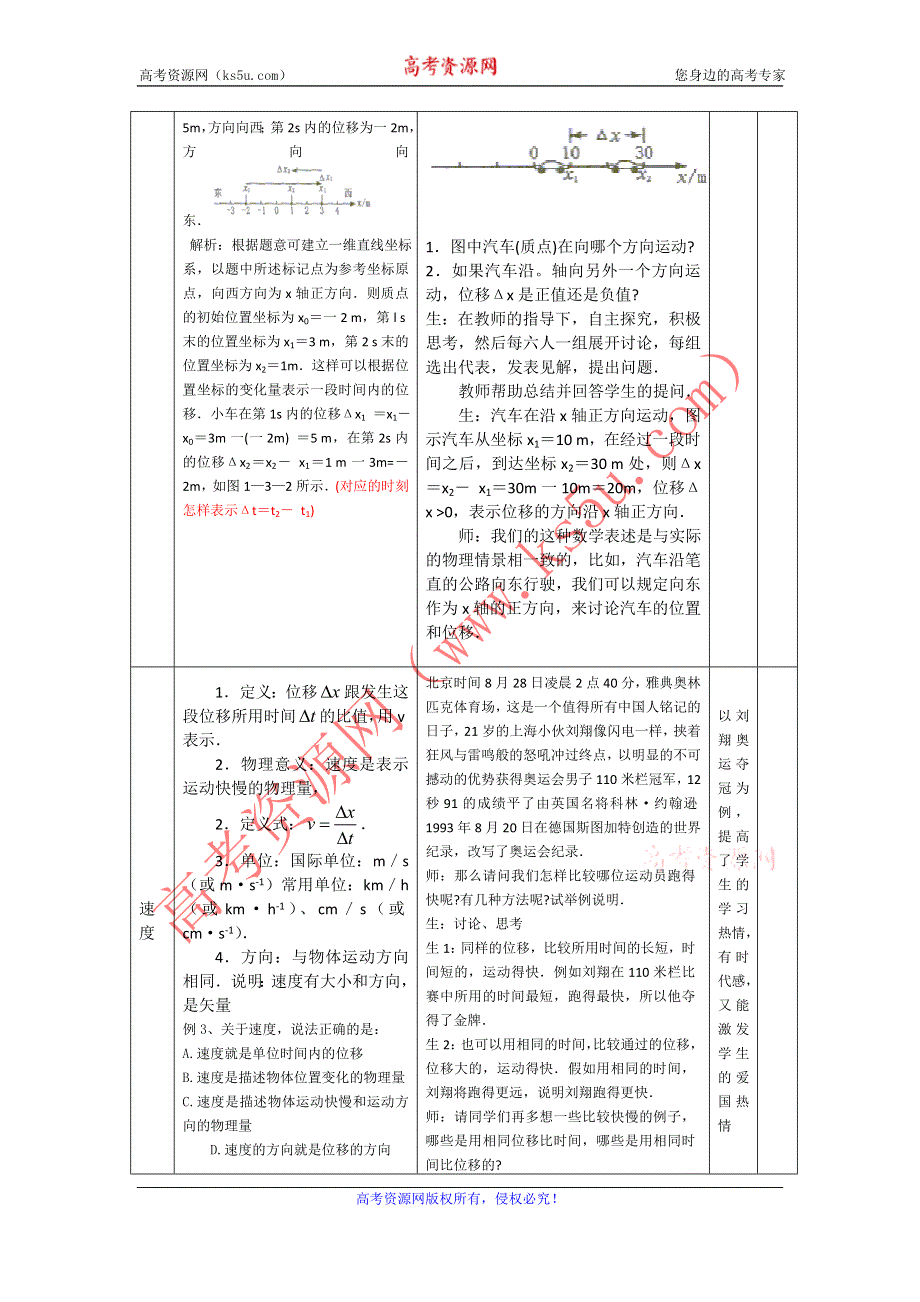 2012高一物理教案 1.3 运动快慢的描述——速度 15（人教版必修1）.doc_第3页