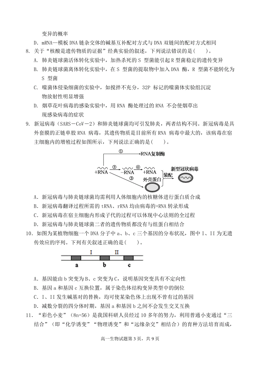 山东省潍坊第四中学2021-2022学年高二上学期收心考试生物试题 PDF版含答案.pdf_第3页