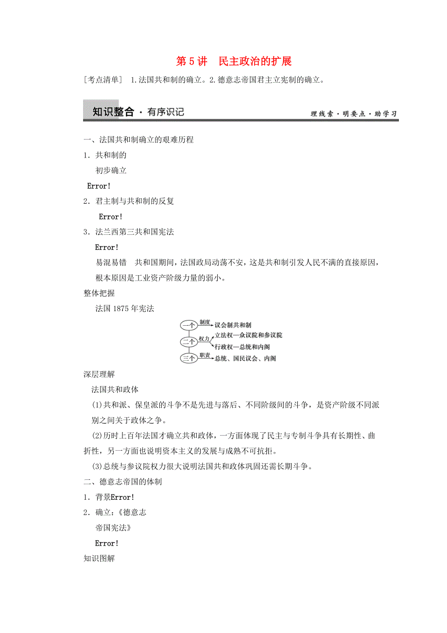 2014届高三历史重点知识一轮复习讲义：第5讲 民主政治的扩展.doc_第1页