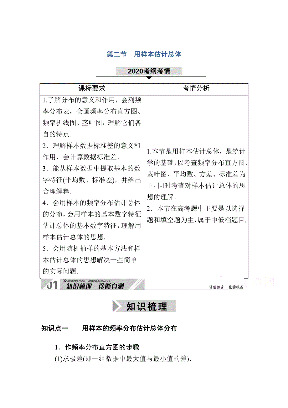 2021新高考数学一轮复习（山东专用）学案：9-2 用样本估计总体 WORD版含解析.doc_第1页