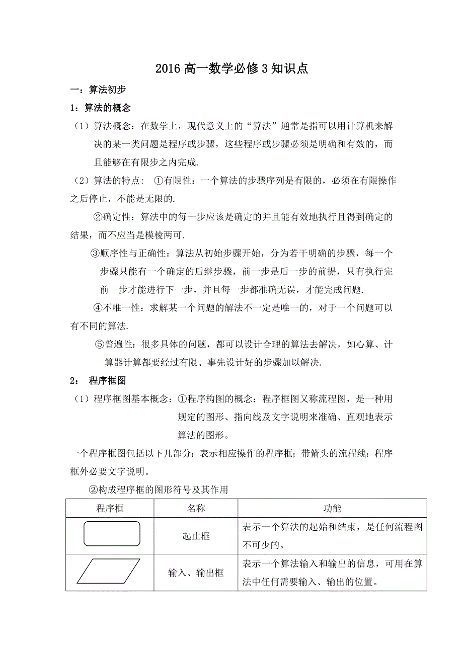 《名校推荐》四川外国语大学附属外国语学校高一数学人教A版必修3第1章《算法初步》知识点 .doc_第1页