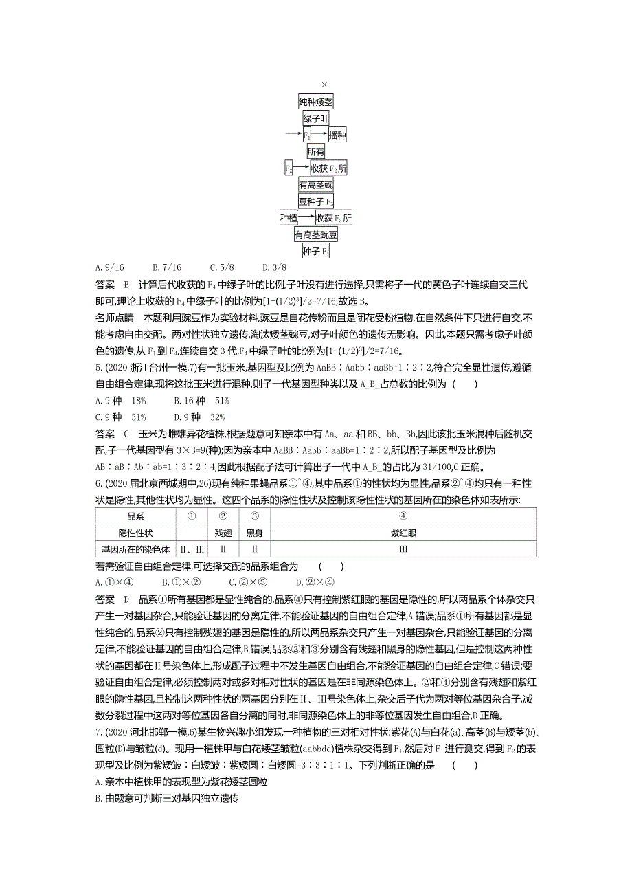 2022版高考生物选考（江苏专用）一轮总复习集训：专题11基因的自由组合定律 专题检测 WORD版含解析.docx_第2页