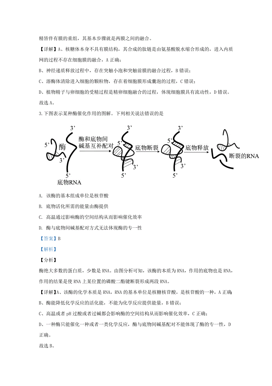 北京市通州区2020届高三生物上学期期末考试试题（含解析）.doc_第2页