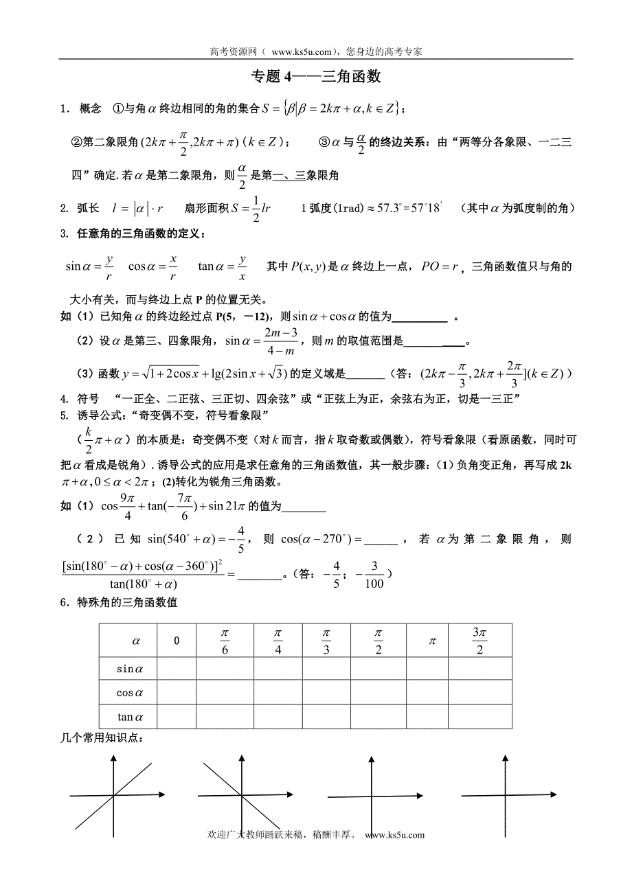 河北省2013年高考数学专题复习 专题4 三角函数.doc_第1页