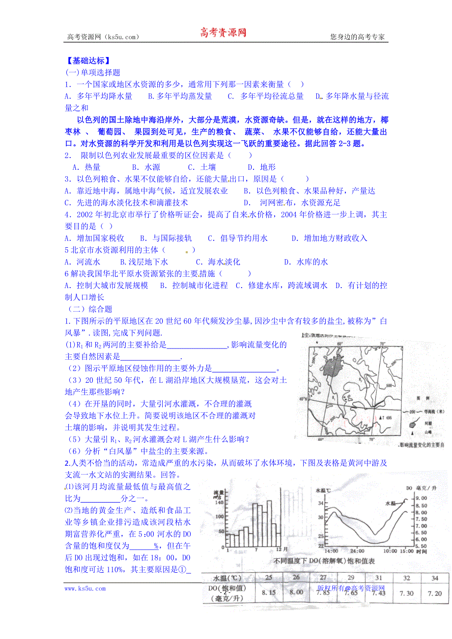 广东省深圳市某有限公司高中地理必修一导学案 《3.3 水资源的合理利用》.doc_第2页