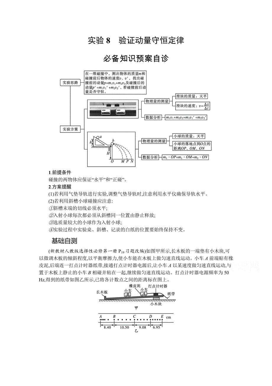 新教材2022届高考人教版物理一轮复习学案：第六章 实验8　验证动量守恒定律 WORD版含答案.docx_第1页