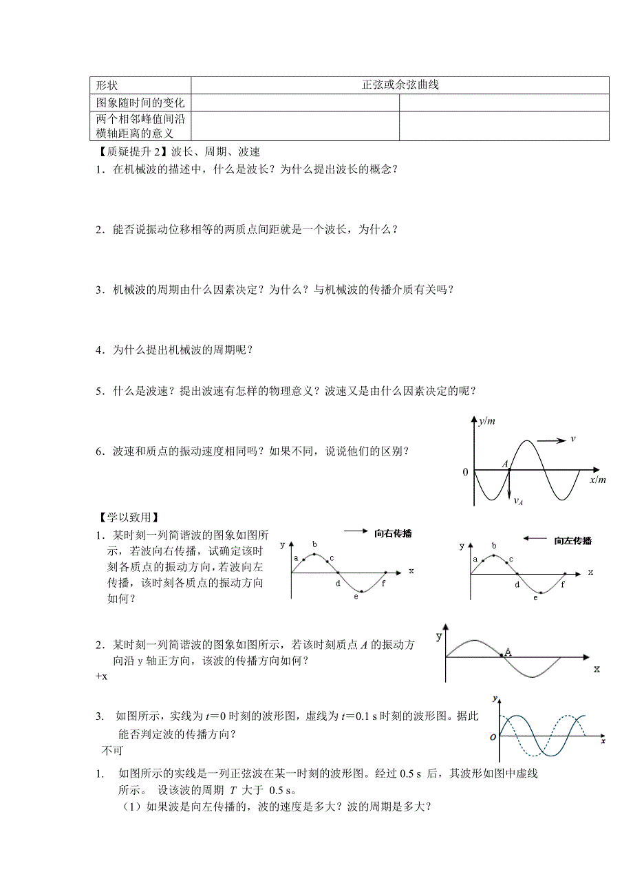 2021-2022学年新人教版（2019）高中物理选择性必修第一册3-2 波的描述 学案.doc_第2页