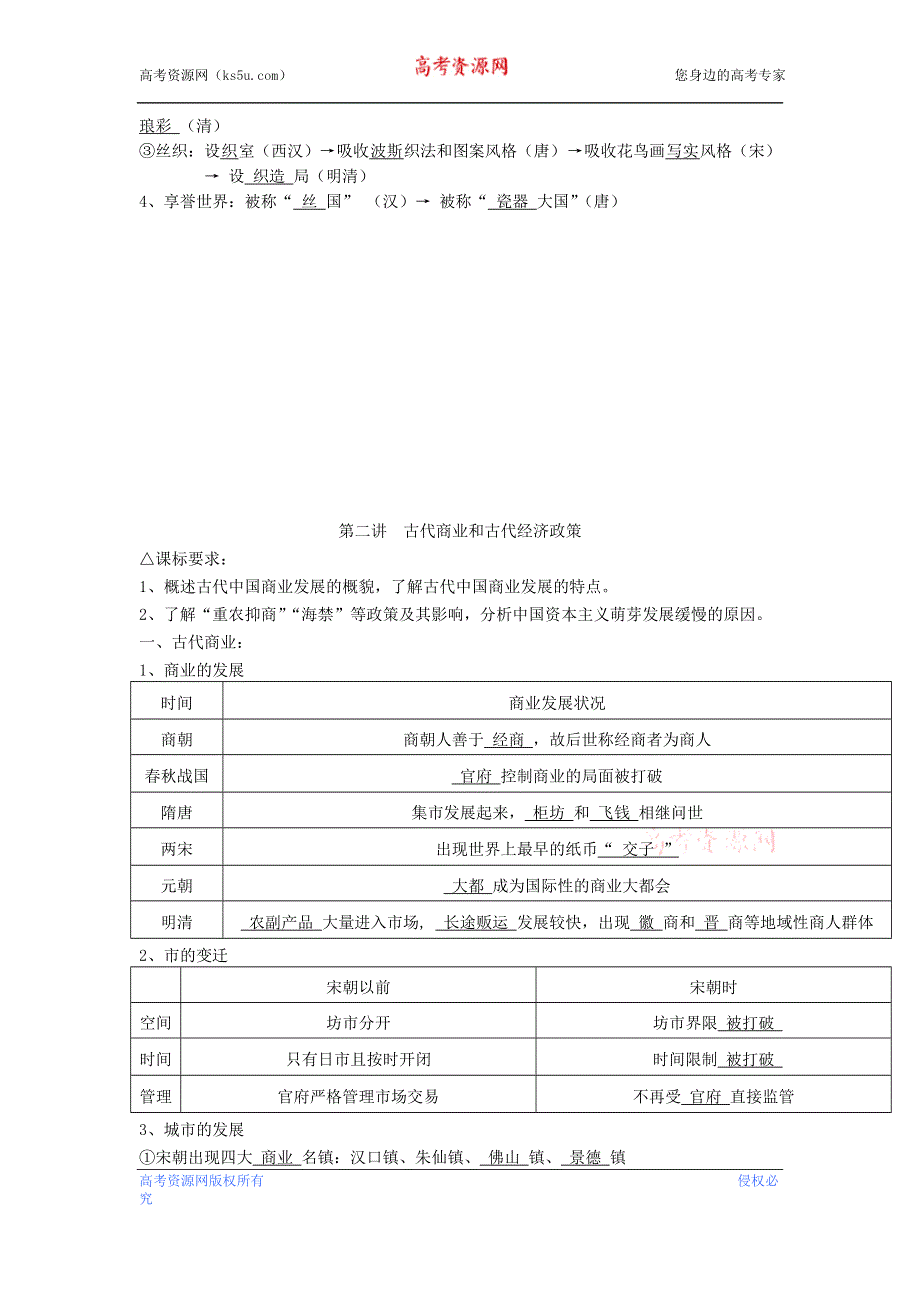 广东省深圳市皇御苑学校2013届高考历史一轮复习学案专题2 古代中国的农耕经济.doc_第2页