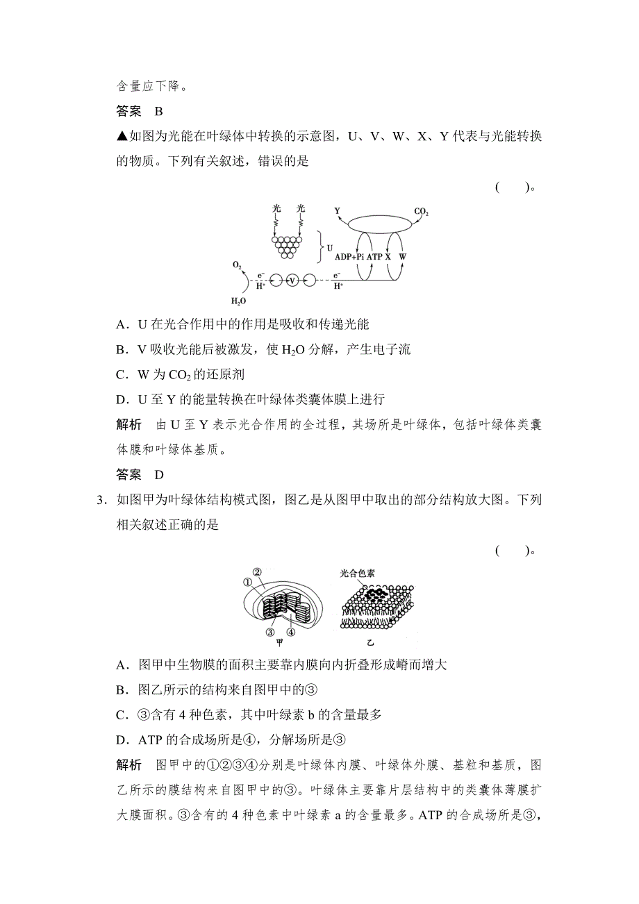 2014届高三浙科版生物一轮限时规范训练：1-3-4光合作用 WORD版含解析.doc_第2页