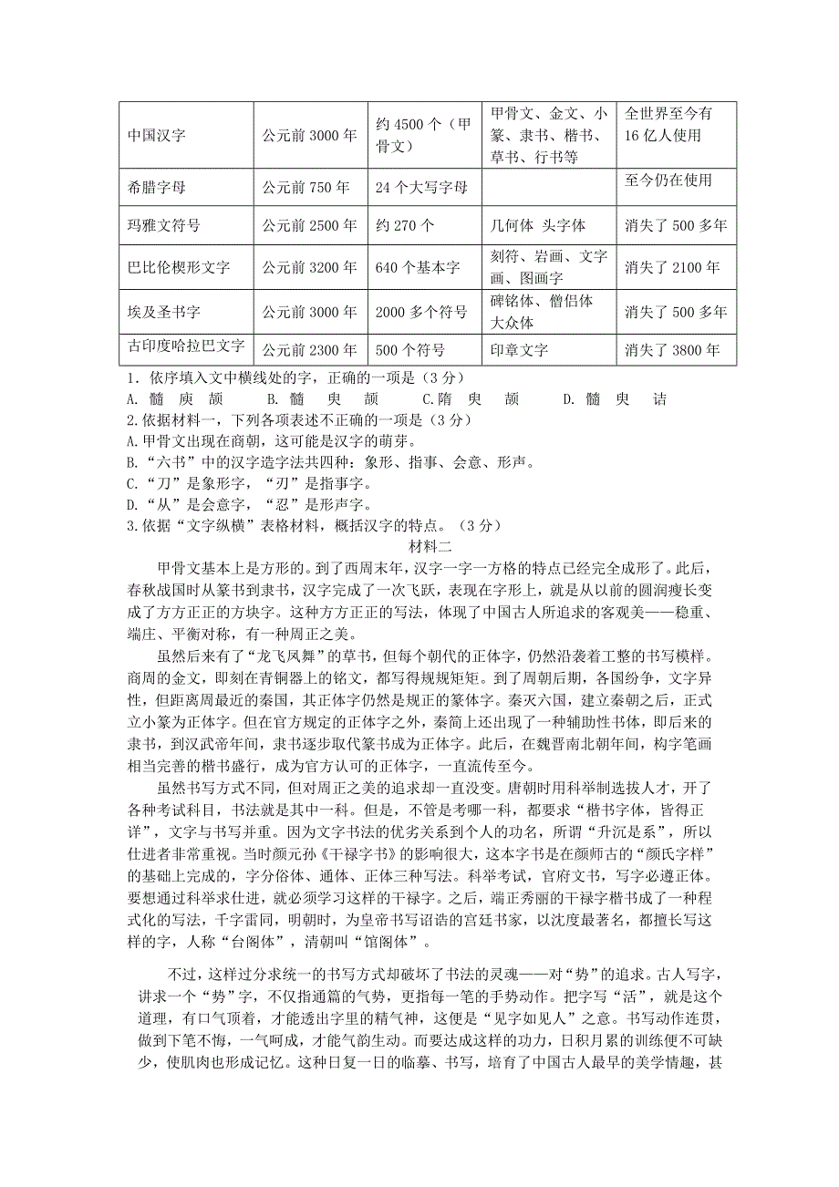 北京市通州区潞河中学2016届高三上学期期中考试语文试题 WORD版含答案.doc_第2页