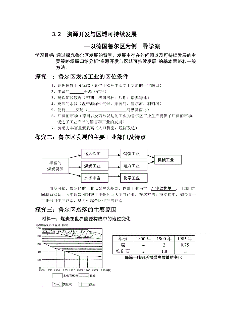 山东省烟台市2015年高中地理优质课鲁教版必修三3.2《资源开发与可持续发展—以德国鲁尔区为例》优质课学案 .doc_第1页