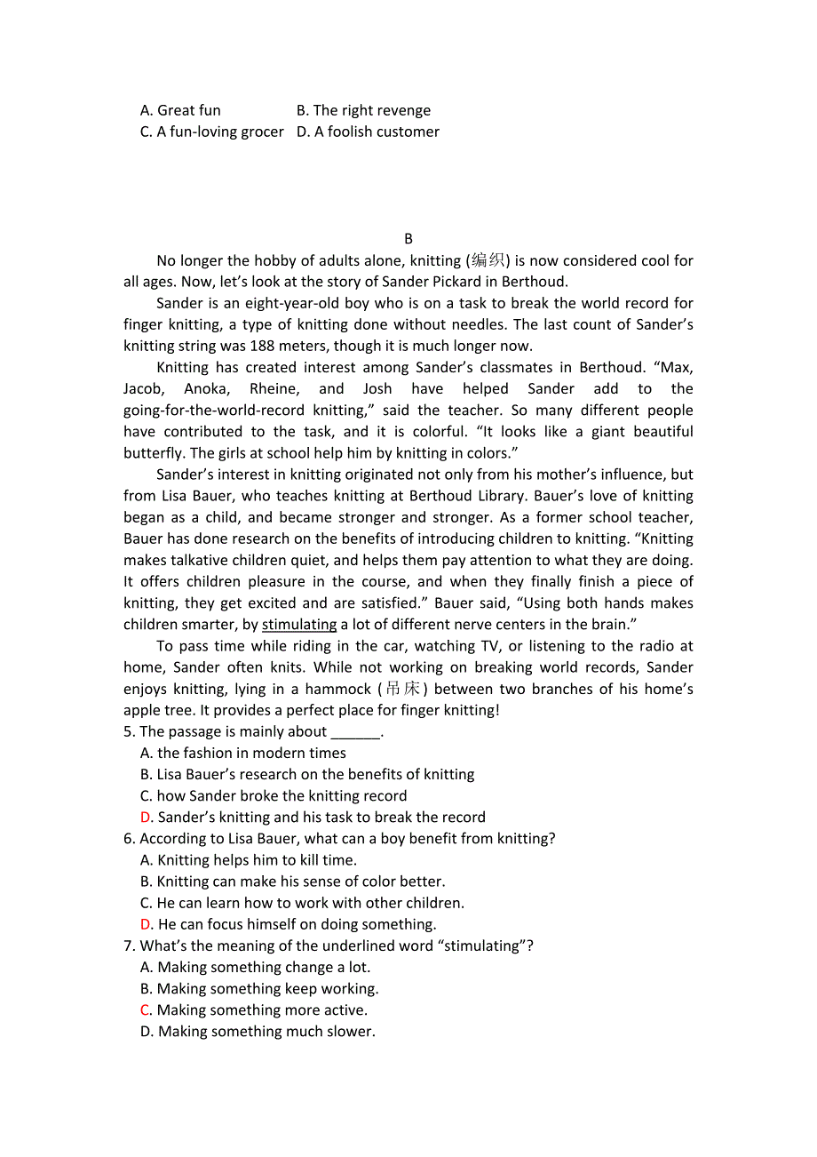 河北省2012高考英语二轮复习专题训练：阅读理解（100）.doc_第2页