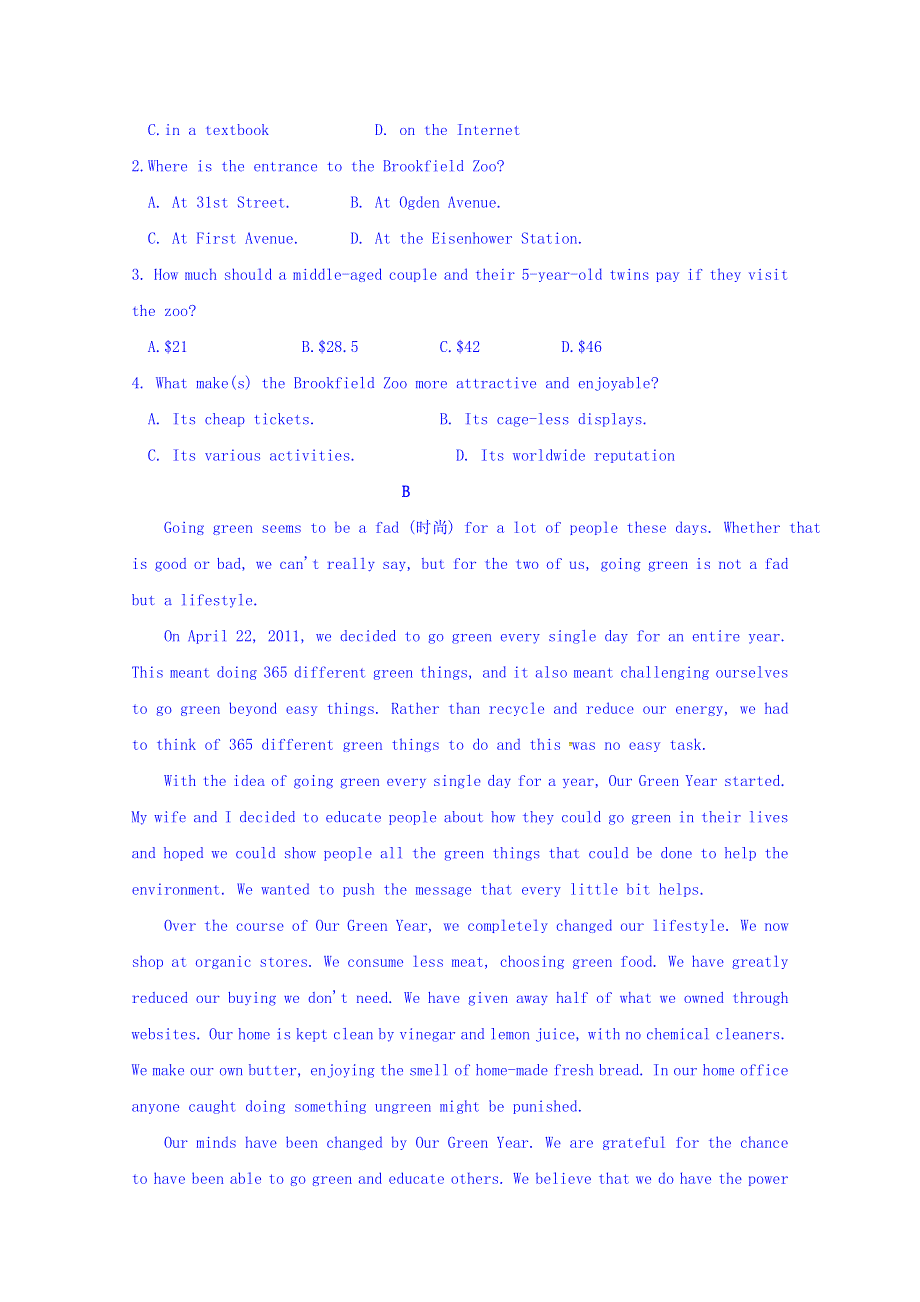 内蒙古集宁一中2017-2018学年高二下学期第二次月考英语试题 WORD版含答案.doc_第2页