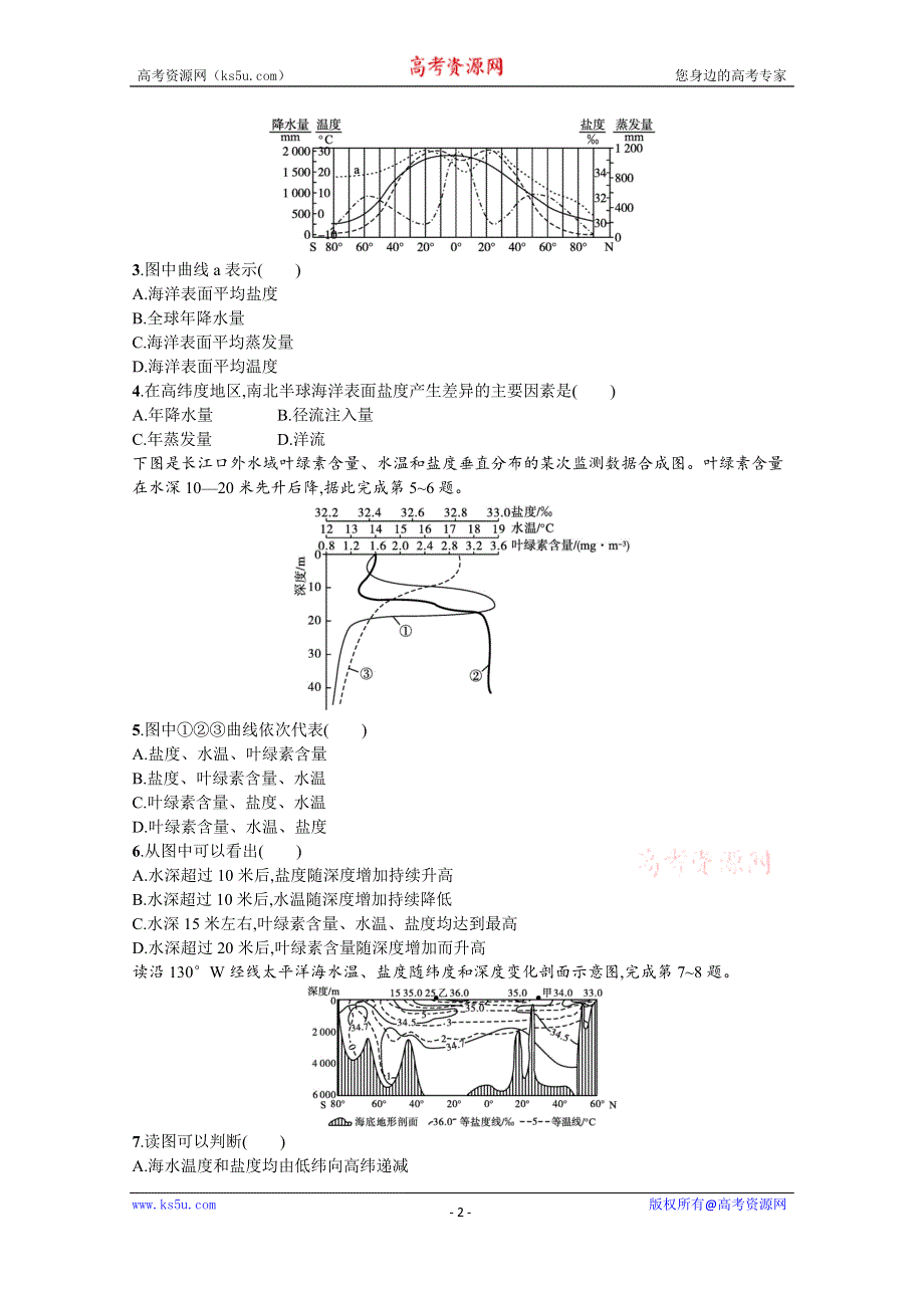 新教材2022届高考地理人教版一轮规范练：12　海水的性质 WORD版含解析.docx_第2页