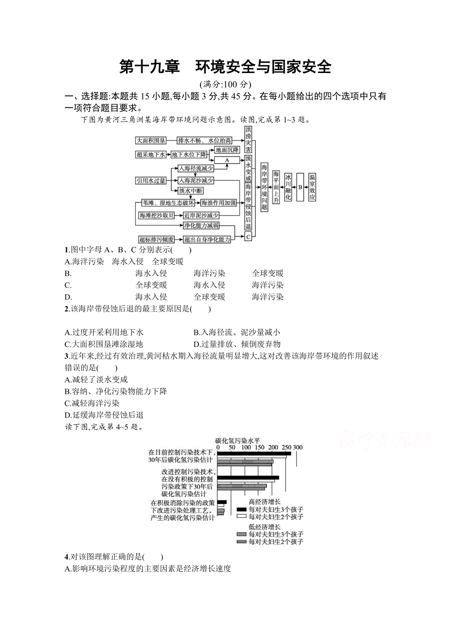 新教材2022届高考地理人教版一轮规范练：第十九章　环境安全与国家安全 WORD版含解析.docx_第1页