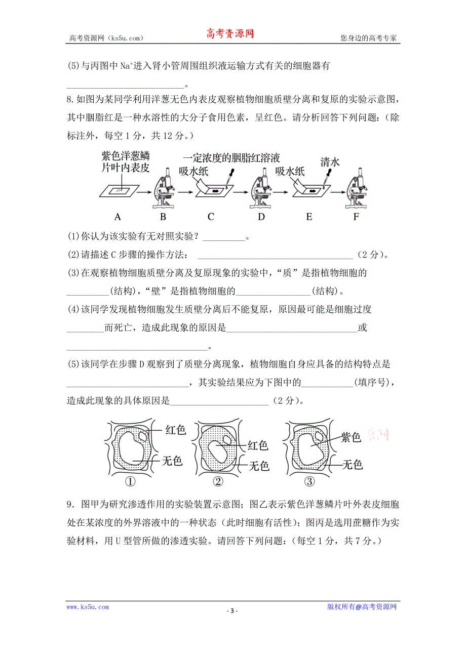 内蒙古集宁一中2019-2020学年高一12月月考生物试题 WORD版含答案.doc_第3页