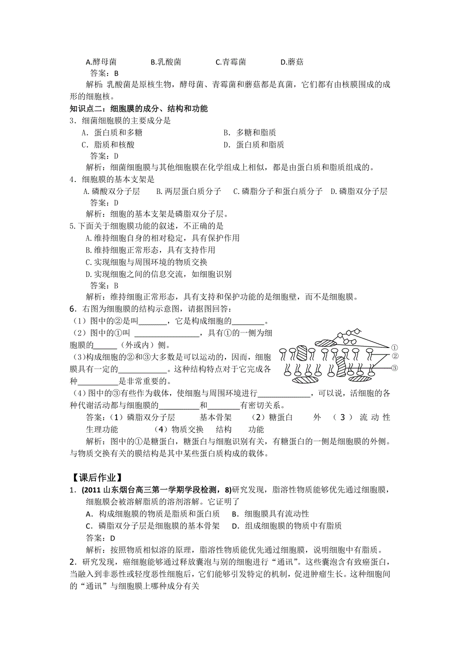 2012高一生物每课一练 3.2 细胞的类型和结构（第一课时）（苏教版必修1）.doc_第2页