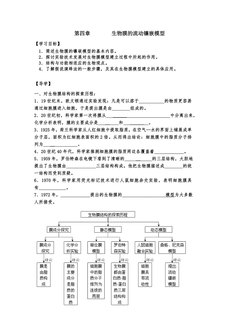 北京师范大学附属实验中学人教版高中生物必修一学案：4-2生物膜的流动镶嵌模型 .doc_第1页