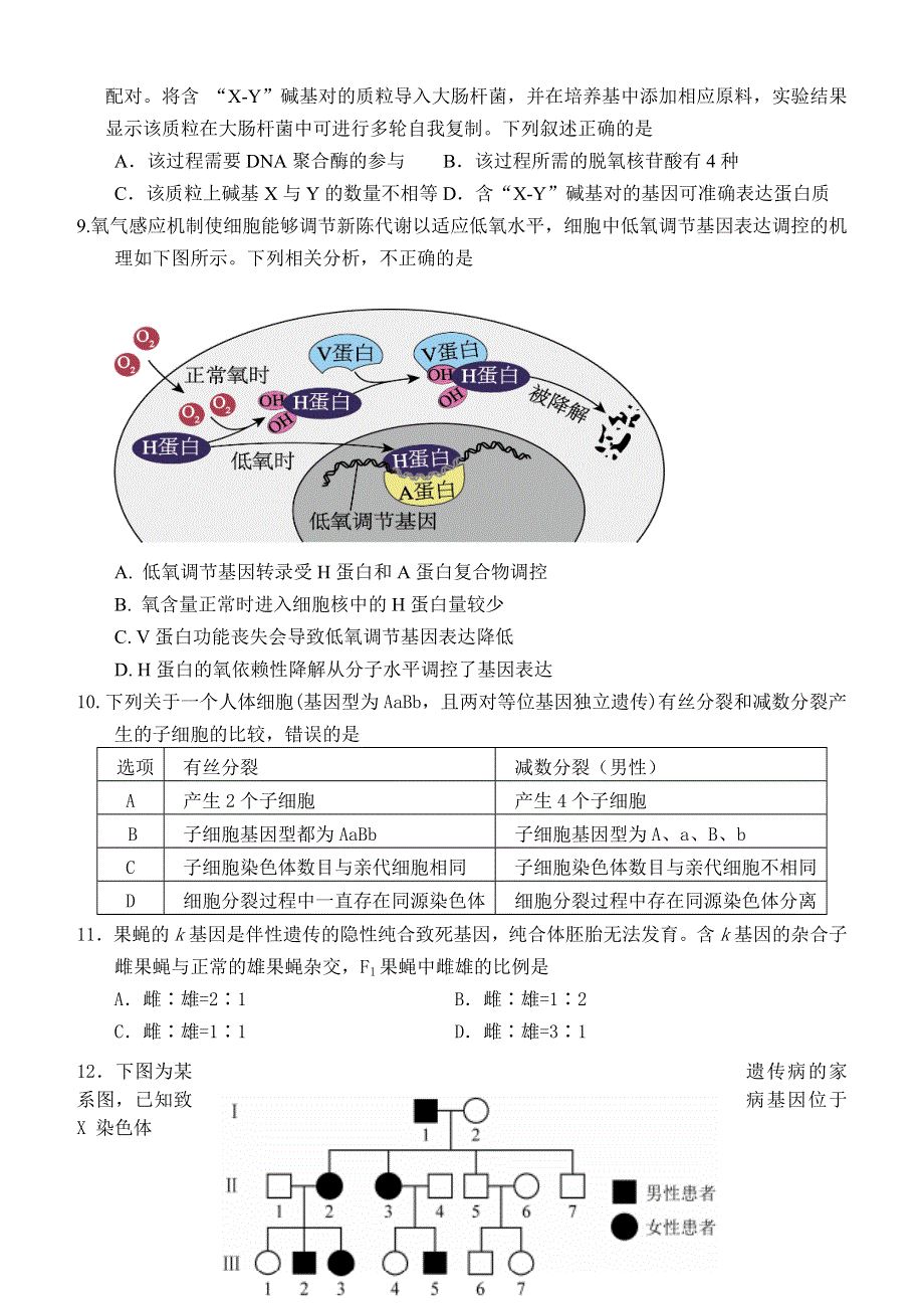 北京市首都师范大学附属密云中学2022-2023学年高三上学期10月阶段性练习 生物试题 WORD版含答案.doc_第3页