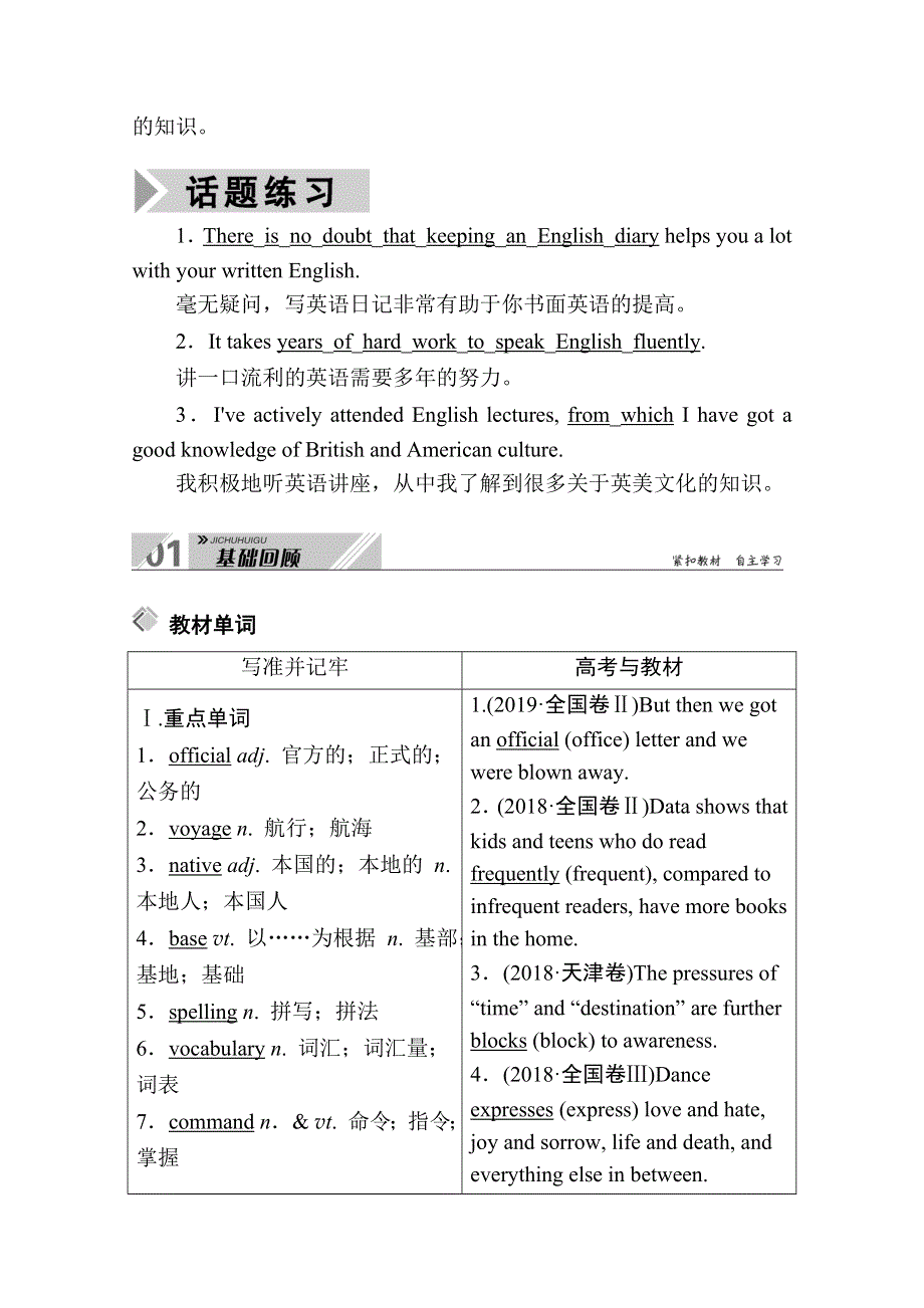 2021新高考英语一轮复习（山东专用）学案：必修1 UNIT 2　ENGLISH AROUND THE WORLD WORD版含解析.doc_第3页