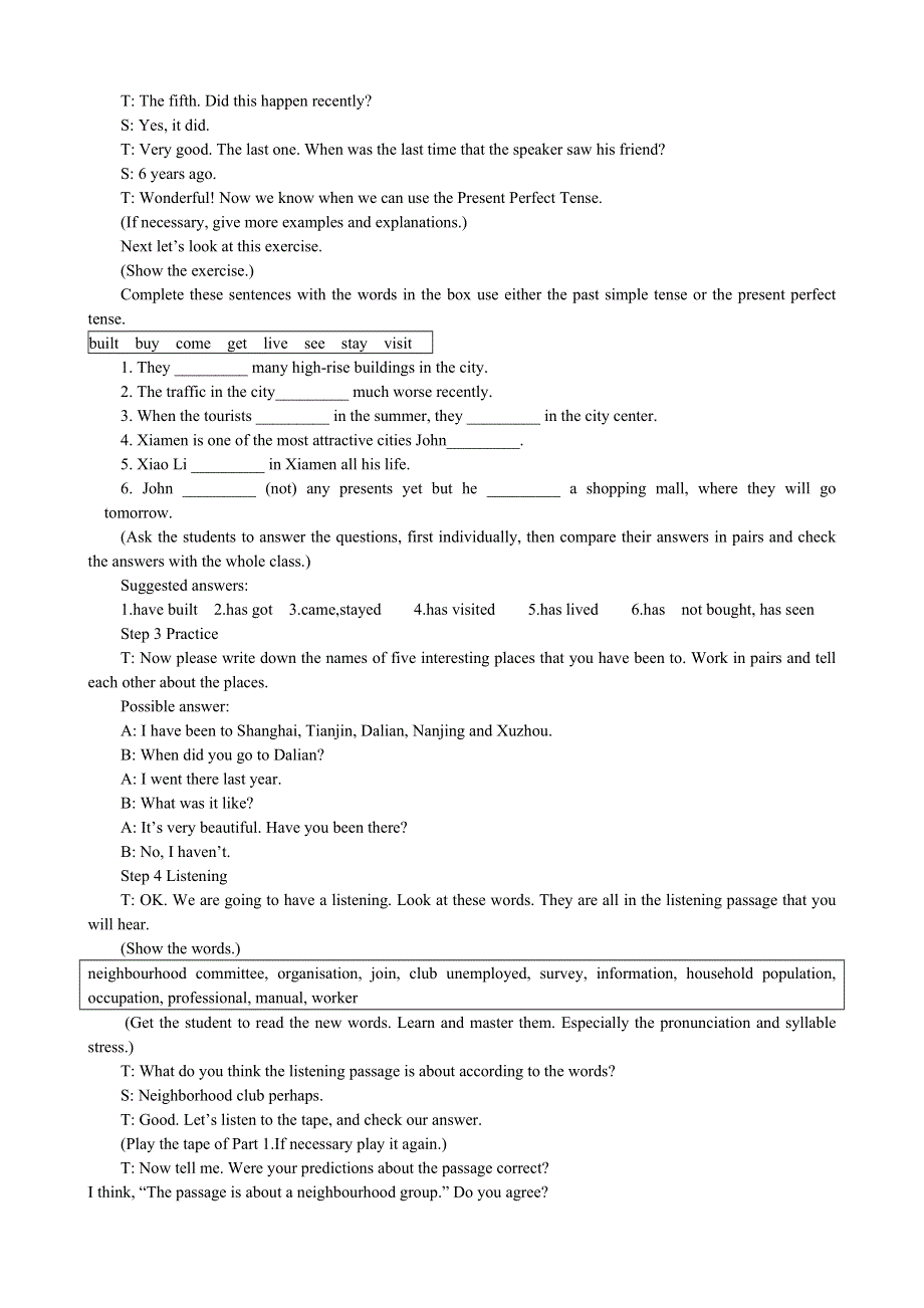 2012高一英语优秀教案：MODULE 4 4TH PERIOD（外研版必修1）.doc_第2页