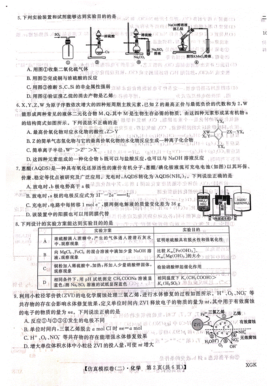 河北省2022届普通高中学业水平选择性考试仿真模拟卷（二）化学试题 PDF版含答案.pdf_第2页