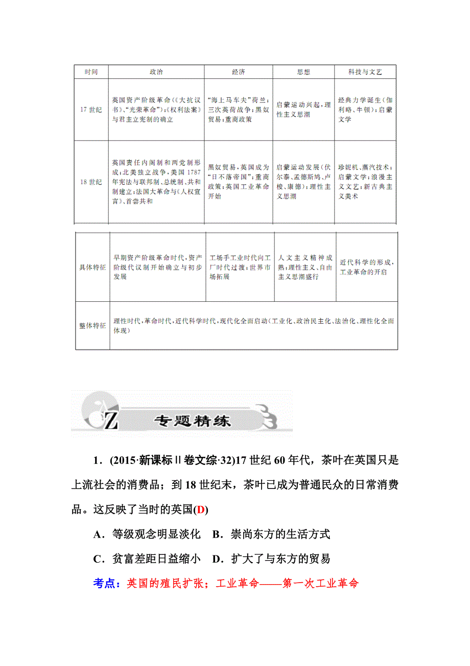 2016高考历史二轮复习讲义：第三部分 第2讲 17世纪-18世纪的世界 WORD版含答案.doc_第2页