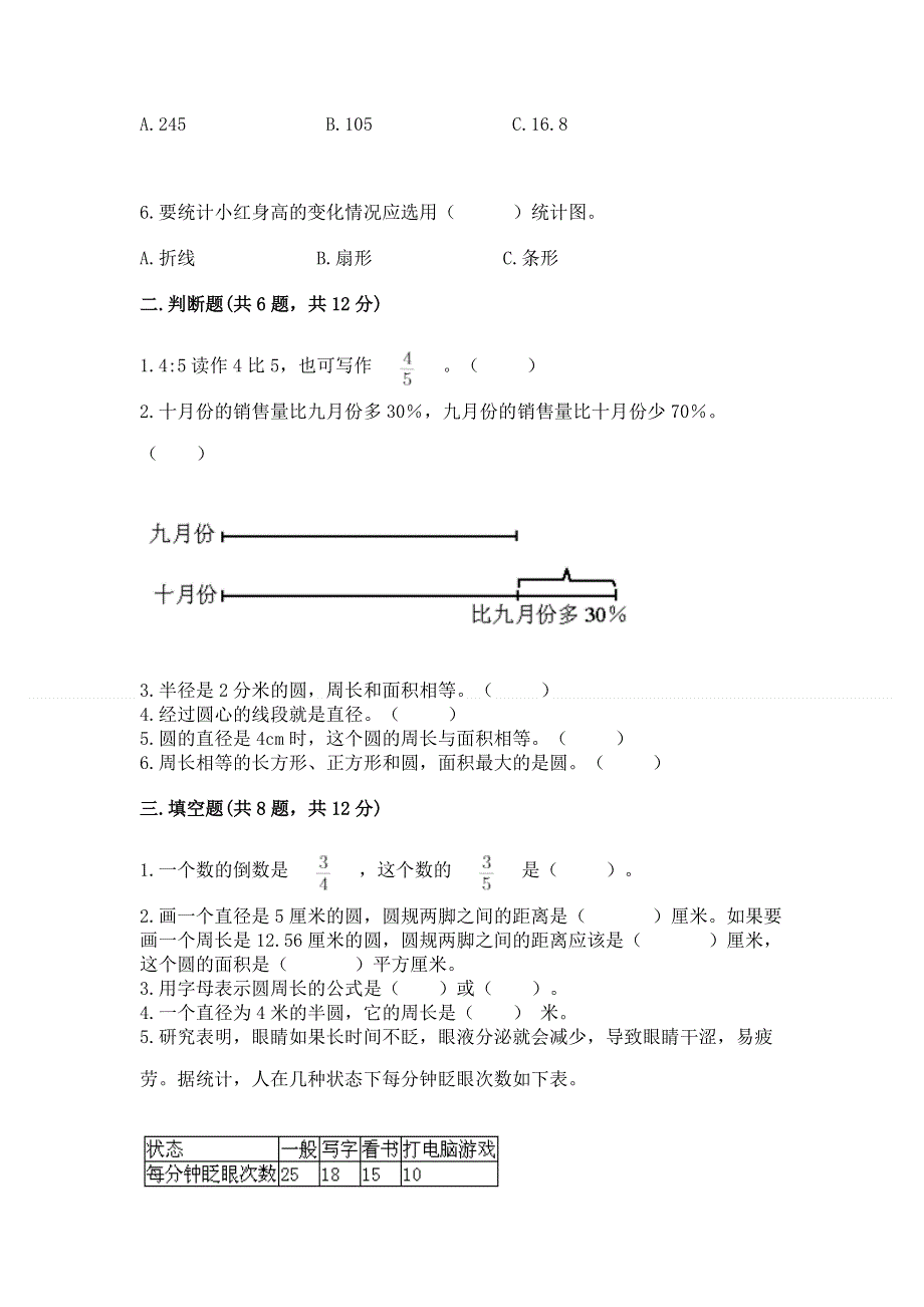 2022人教版六年级上册数学期末测试卷及参考答案（黄金题型）.docx_第2页