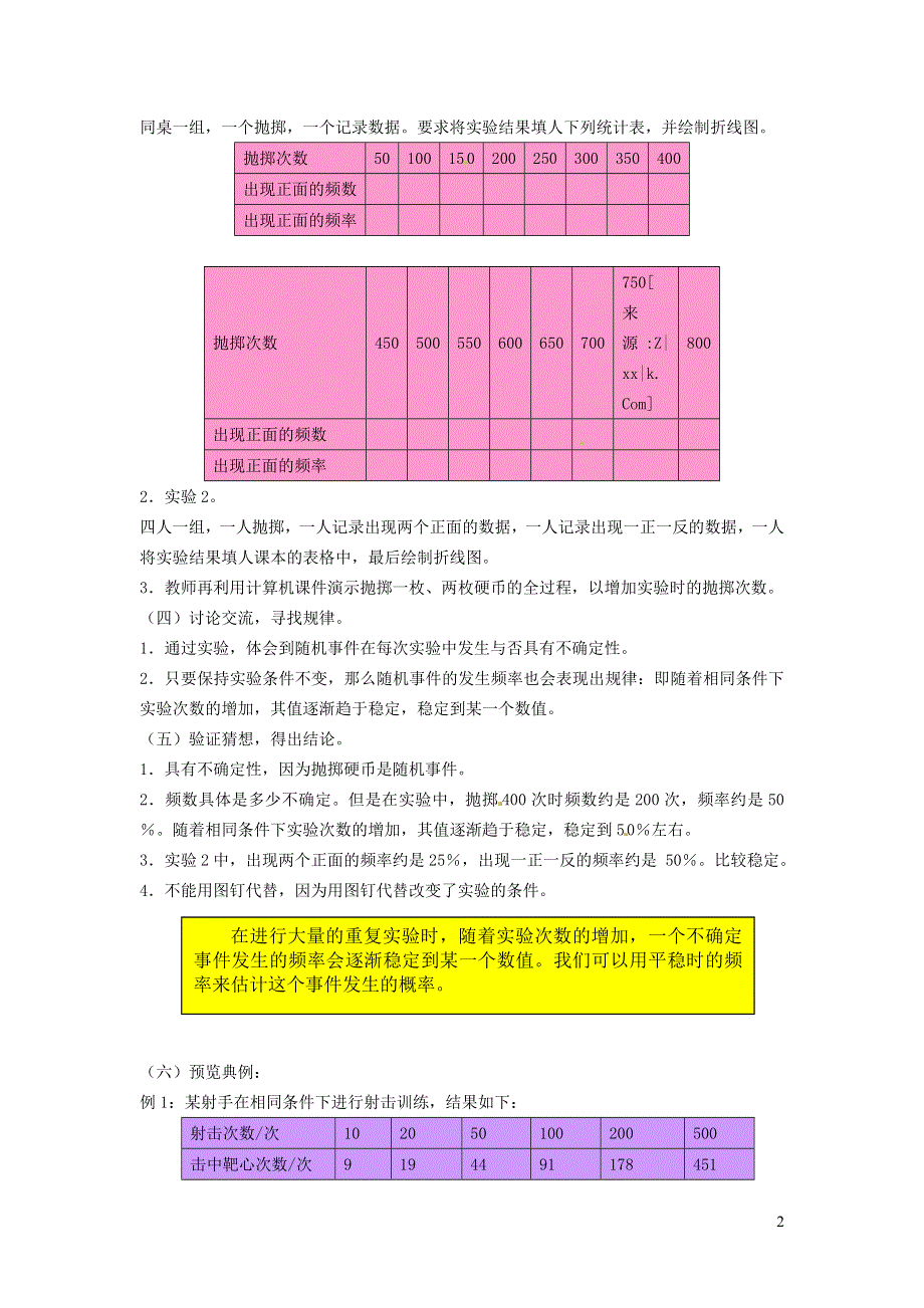 2022沪科版九下第26章概率初步26.3用频率估计概率第1课时用频率估计概率教案.doc_第2页