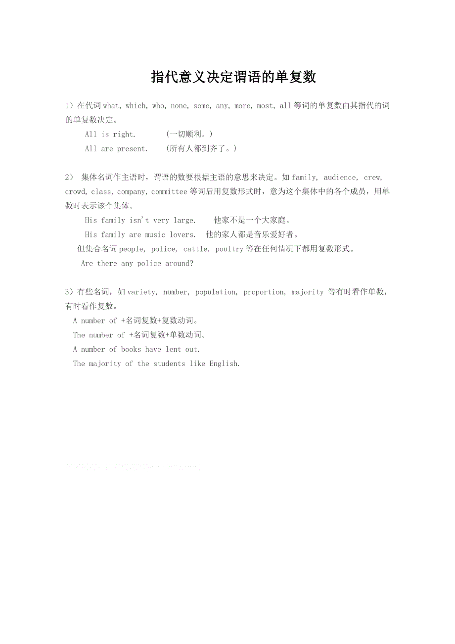 2014届高三英语语法复习系列讲解：-指代意义决定谓语的单复数 WORD版含答案.doc_第1页