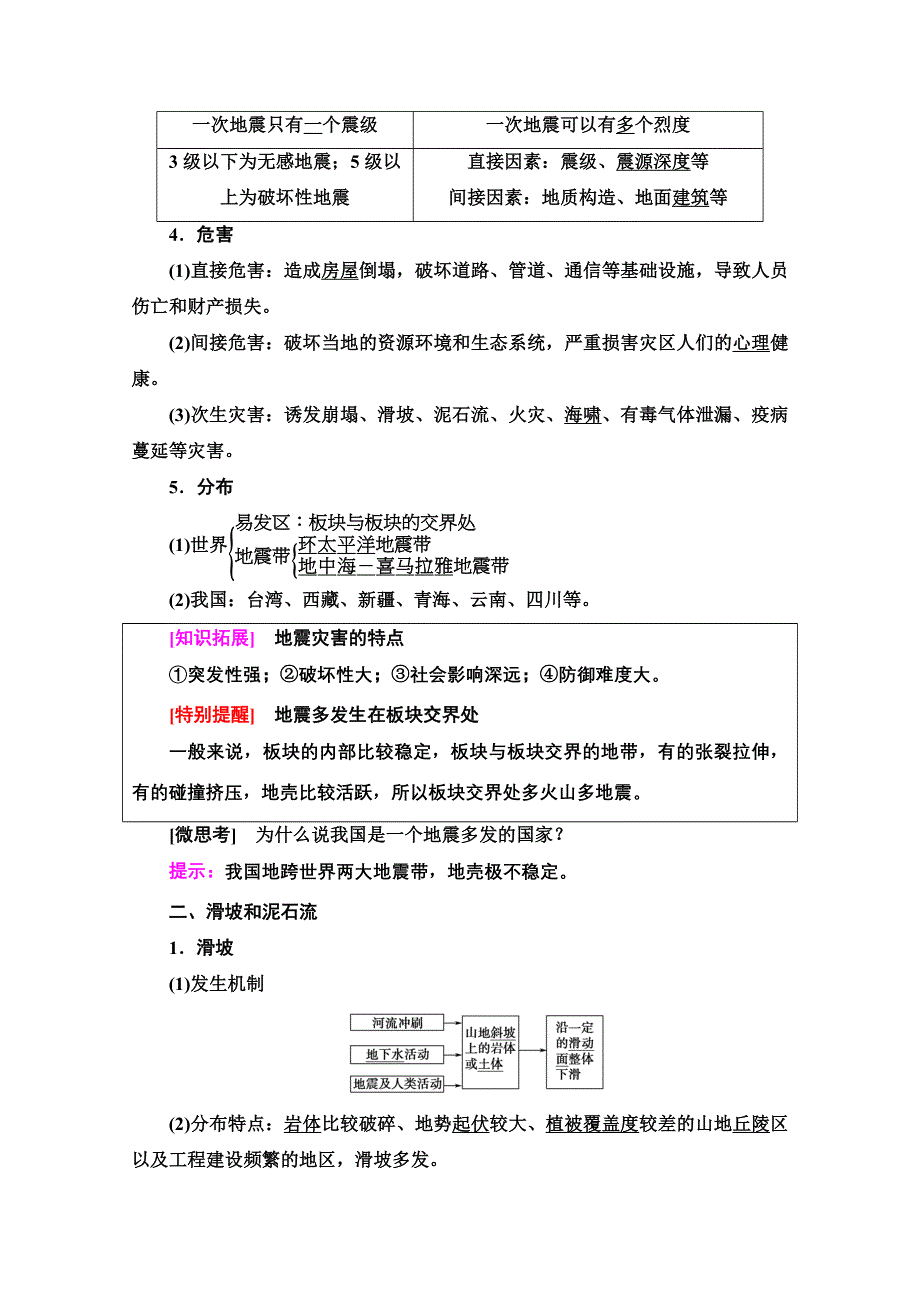 2021-2022学年新教材人教版地理必修第一册学案：第6章 第2节　地质灾害 WORD版含解析.doc_第2页