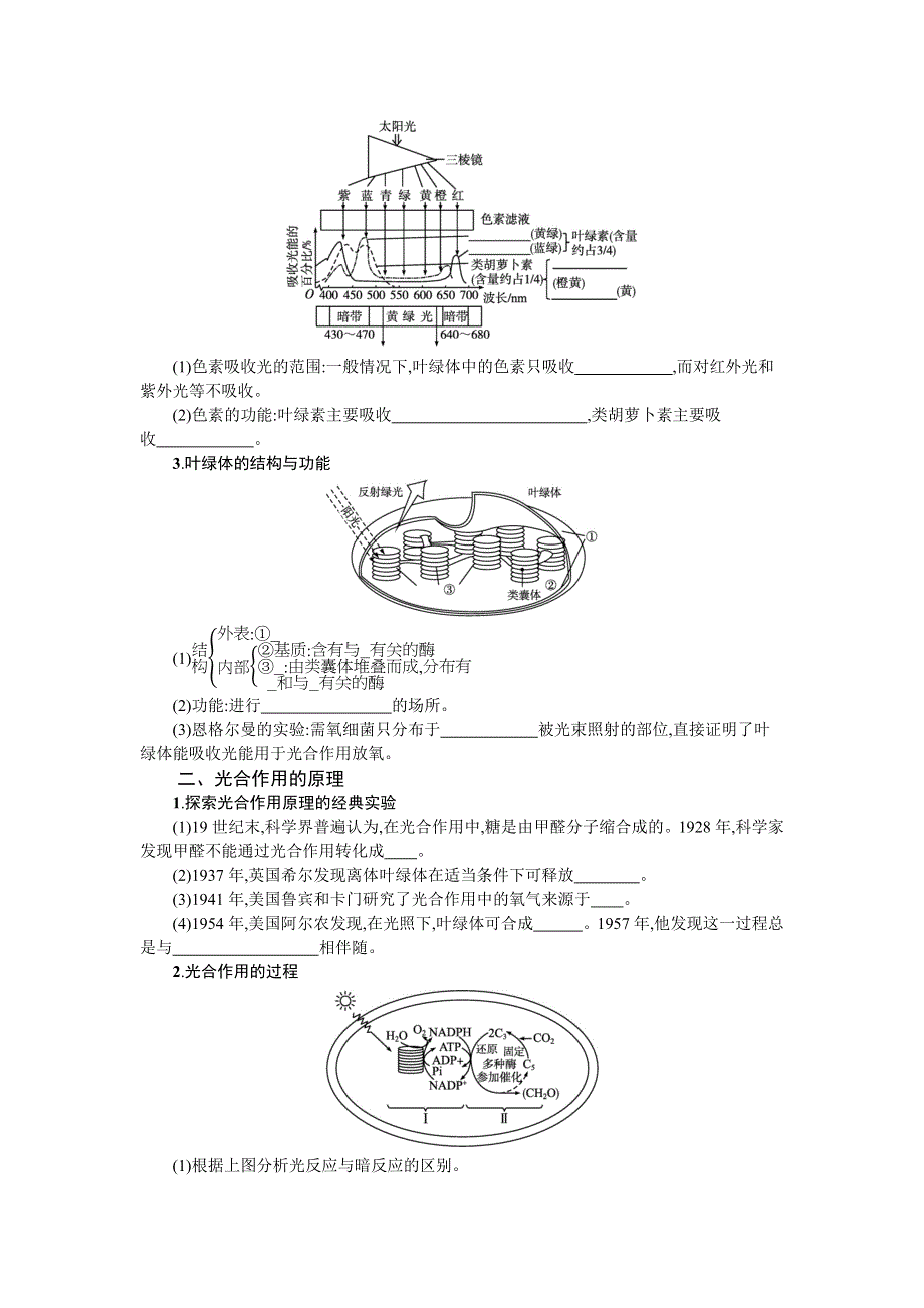 新教材2022届高考生物人教版一轮复习学案：第9讲　第1课时　光合作用的原理 WORD版含答案.docx_第2页