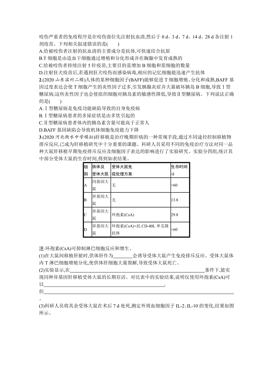 新教材2022届高考生物人教版一轮复习课时规范练29　免疫调节 WORD版含解析.docx_第3页