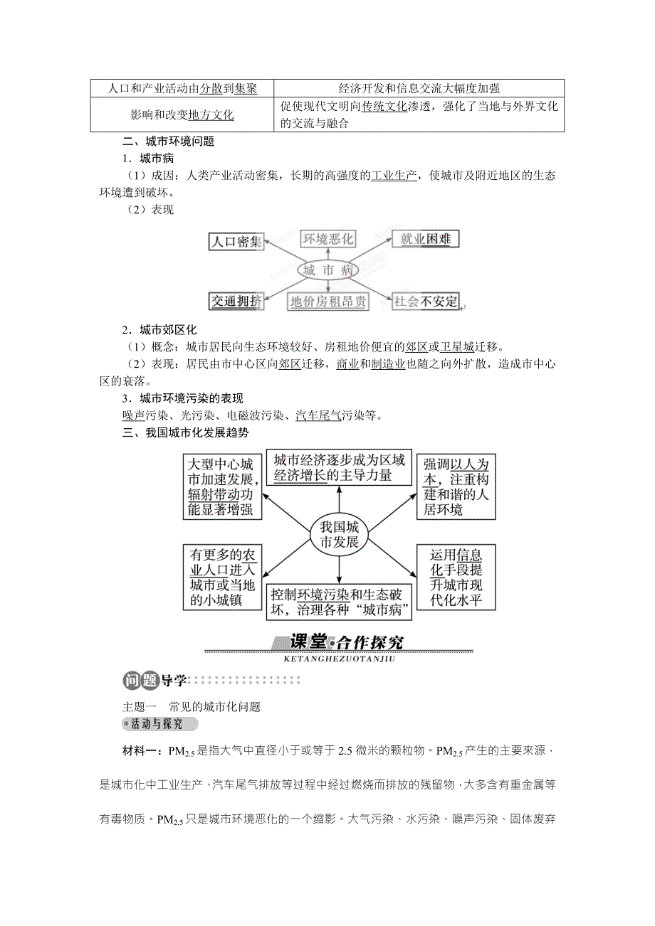 山东省私立青岛育贤中学高中地理（湘教版）必修2同步导学案：第二章第三节　城市化过程对地理环境的影响 WORD版含答案.doc_第2页