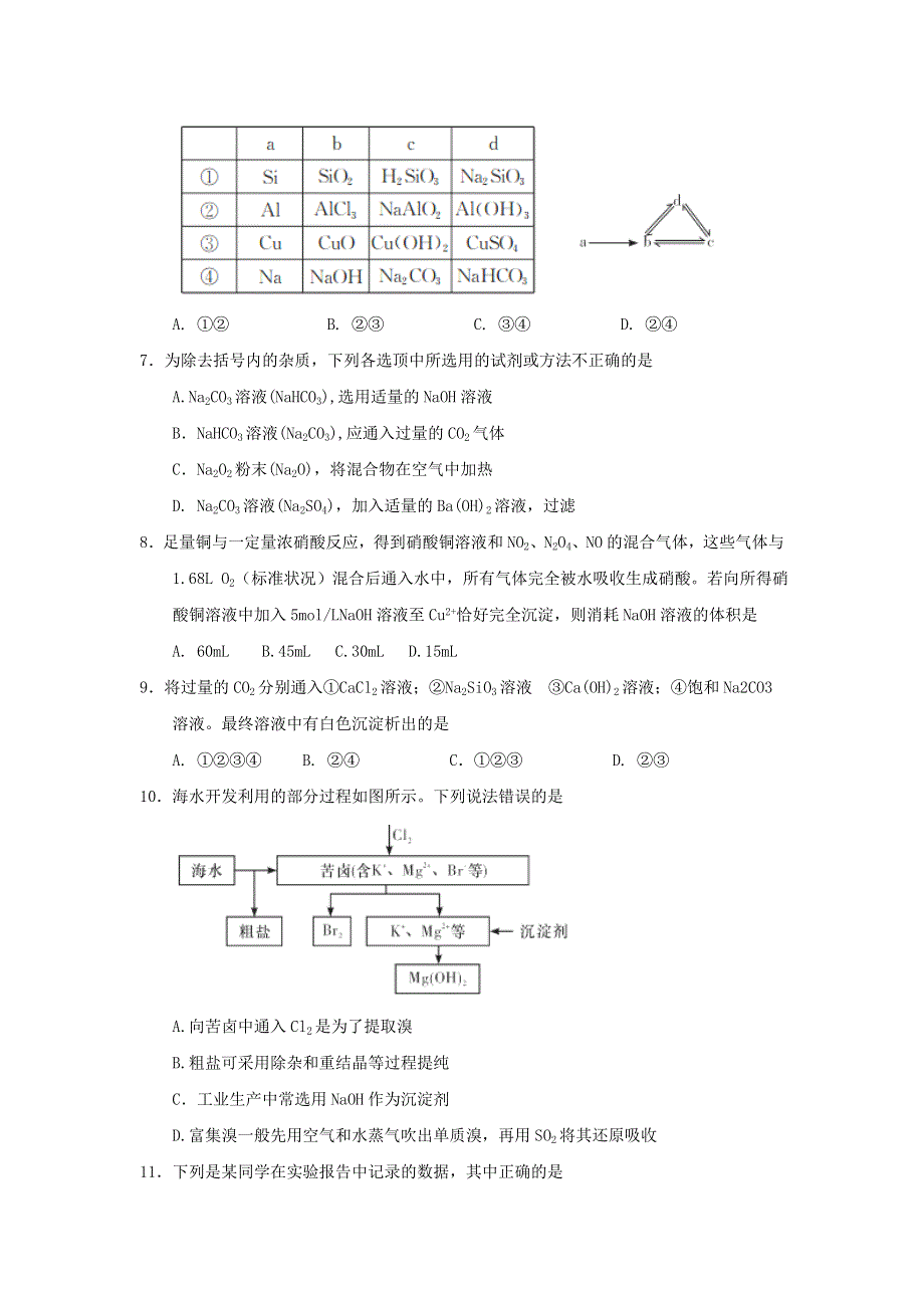 广东省清远市第三中学2017届高三上学期第三次周考化学试题 WORD版含答案.doc_第2页